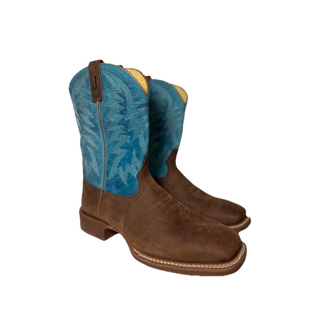 Justin Big Bucks 11” Western Square Toe Walnut‎ Boots Men Size 12D NEW Vibram